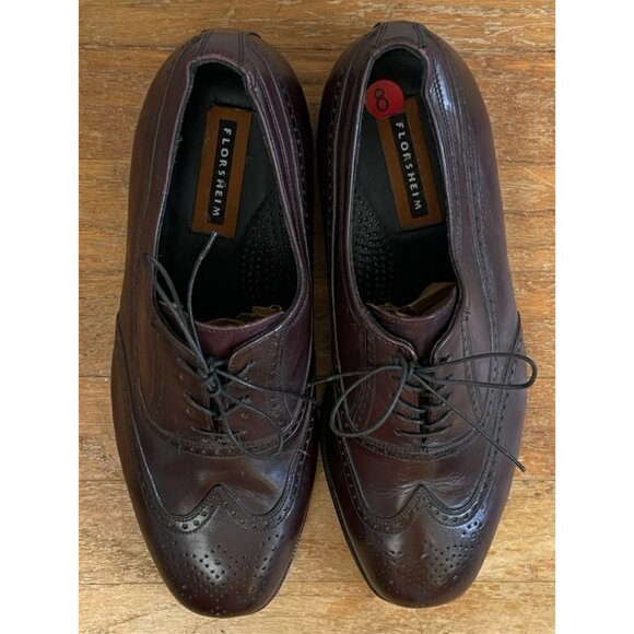 Vintage Mens Florsheim Wingtip Oxfords Size 10 Brown Leather Shoes - Picture 2 of 6